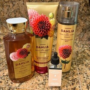 NEW!! Bath & Body Works Dahlia Fragrance, Body Wash, Body Cream & Wallflower